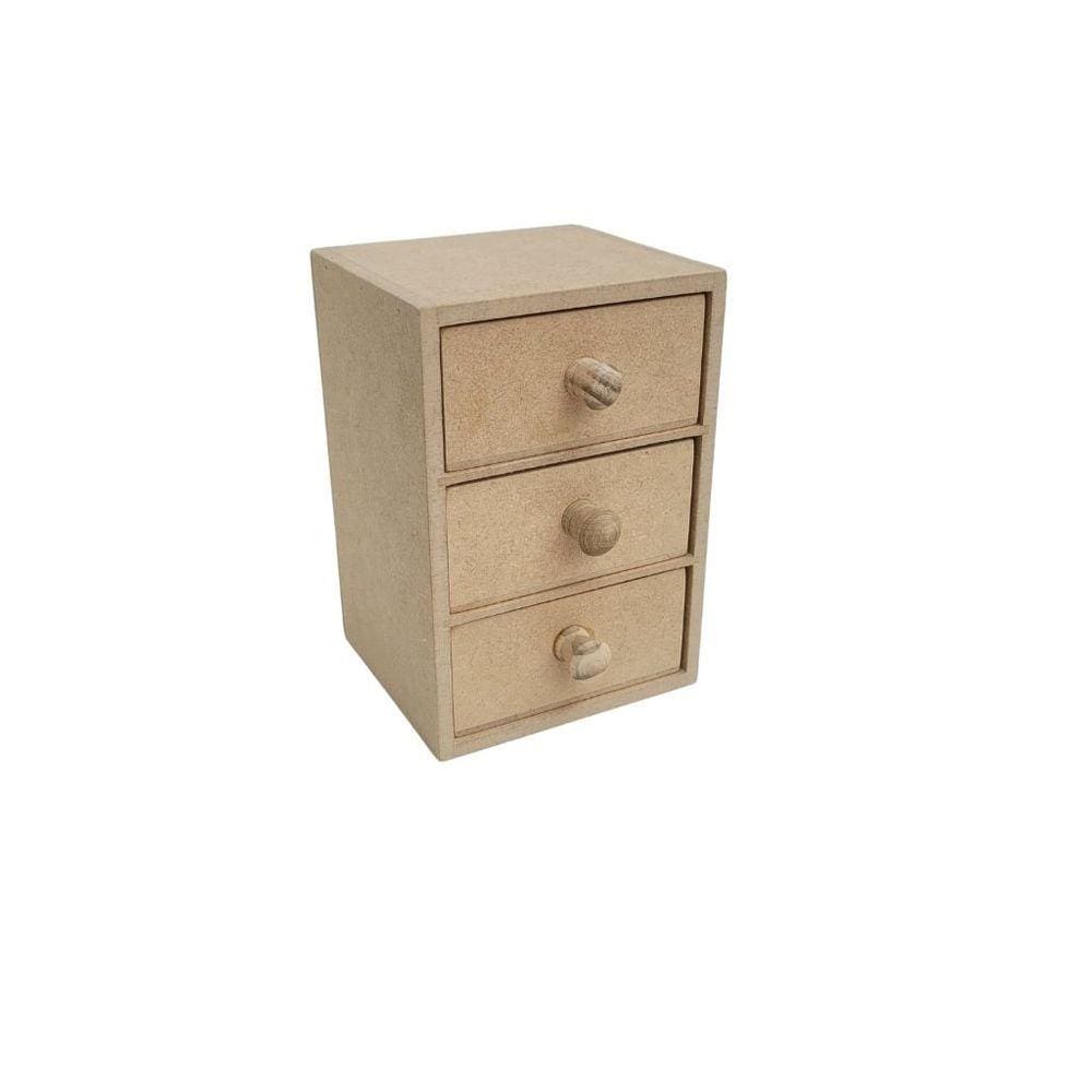Mini Cômoda c/3gavetas porta jóias/trecos 11x16cm- Jeito Próprio Artesanato