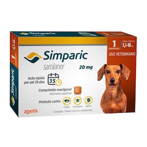 Simparic 20mg para Cães de 5,1 a 10kg com 1 Comprimido Mastigável