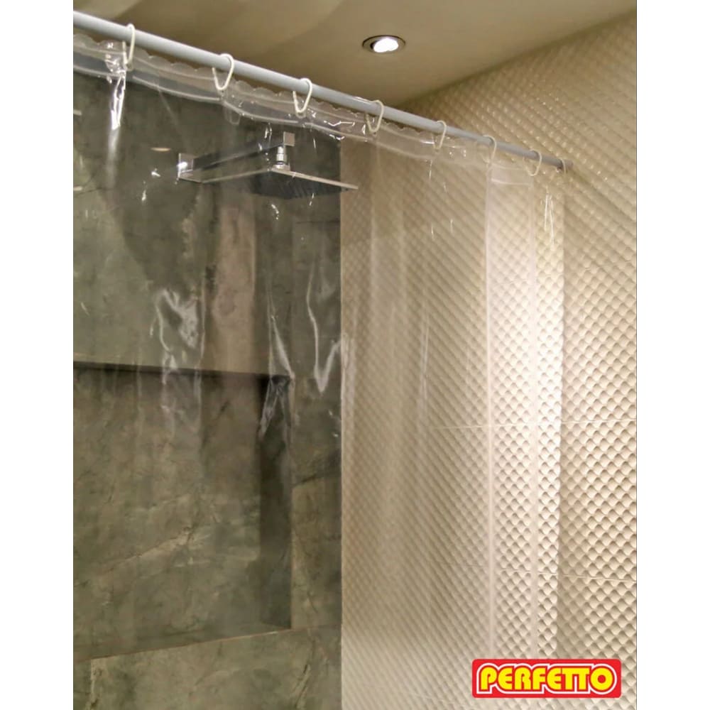 Cortina Transparente Cristal para Box com ganchos