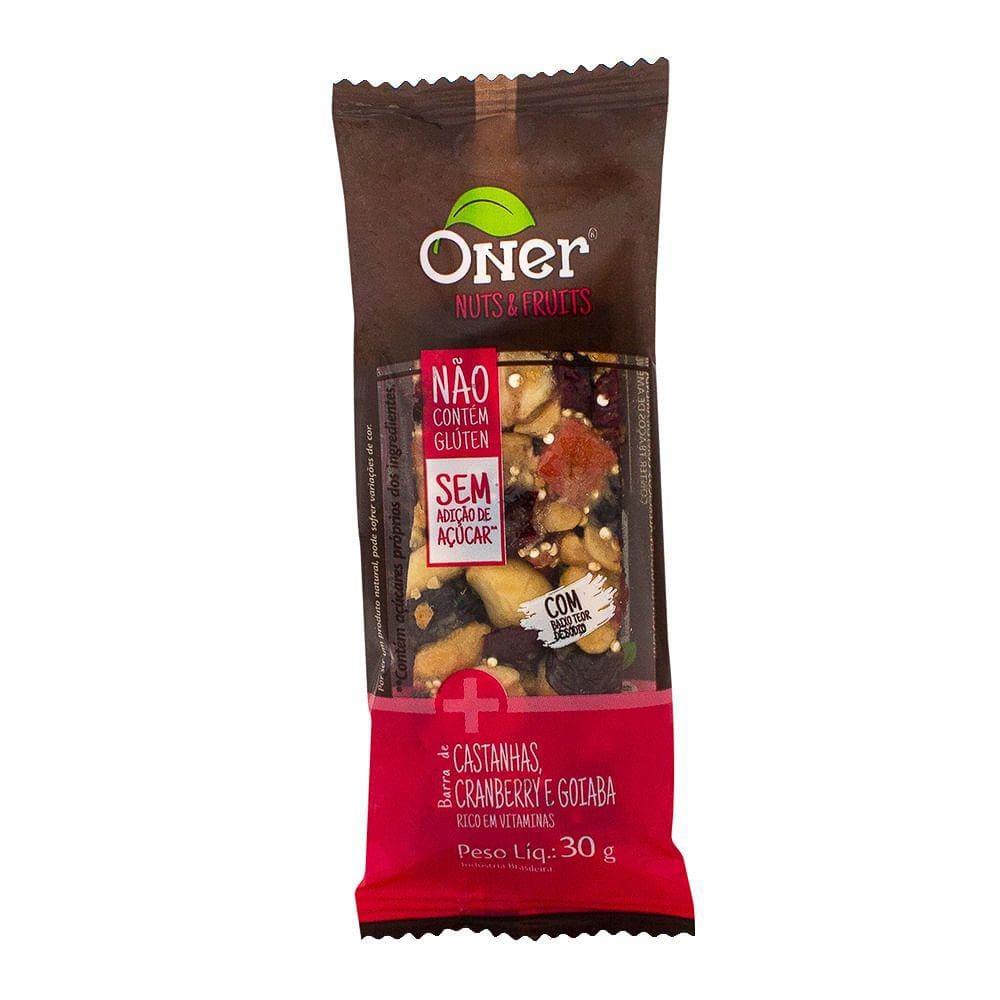 Barra de Castanhas Cranberry e Goiaba Oner 30g