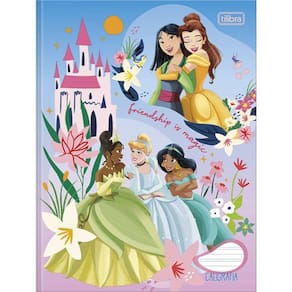 Caderno Caligrafia Brochura Grande Princesas 40 Folhas Capa Dura - Tilibra | Costurado | Desenho Animado
