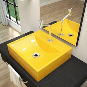 Kit Cuba Q39 com Torneira Pratika 1060 Metal e Válvula, Sifão Pvc e Flexível Compace Amarelo