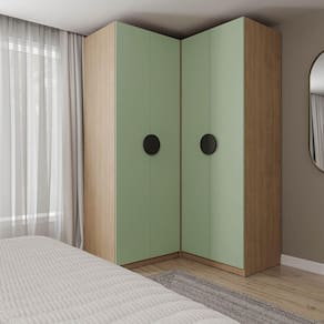 Conjunto Modulado Joy 2 Peças Canto, Nicho com 2 Gavetas Cabecasa Madeiramadeira Verde