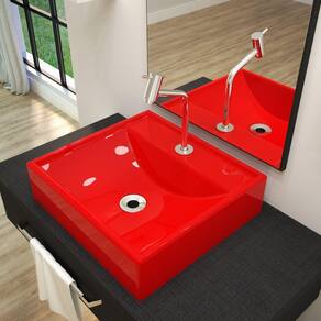 Kit Cuba Q39 com Torneira Pratika 1060 Metal e Válvula, Sifão Pvc e Flexível Compace Vermelho