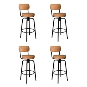 Conjunto 04 Banquetas Giratória em Aço Capadócia Yescasa Preto/ Caramelo