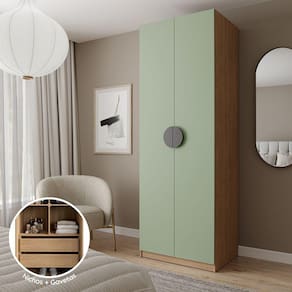 Guarda-roupa Modulado Joy com Gaveteiro Cabecasa Madeiramadeira Verde