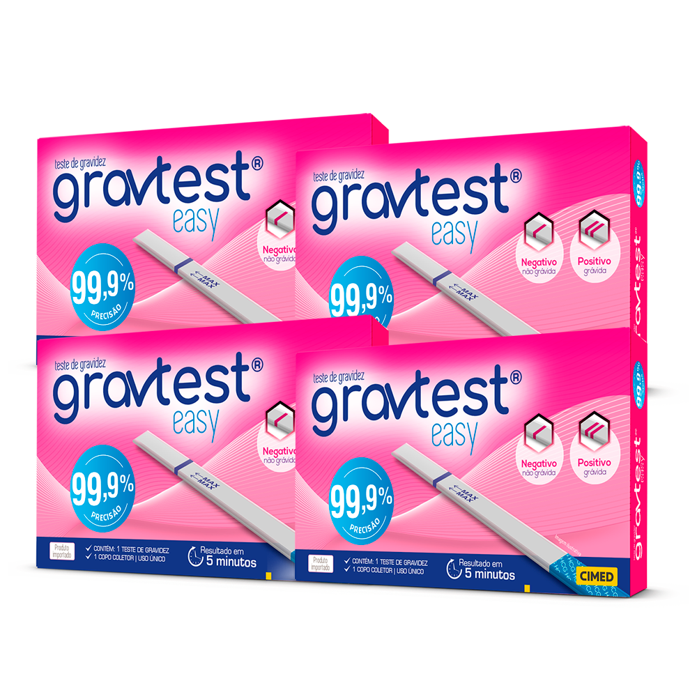 Gravtest Easy Teste Gravidez - Kit c/ 4 unid