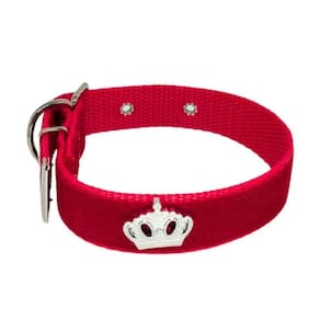 Coleira Camurça Aplique 25Mm Cachorro Nicapet Cor Vermelha