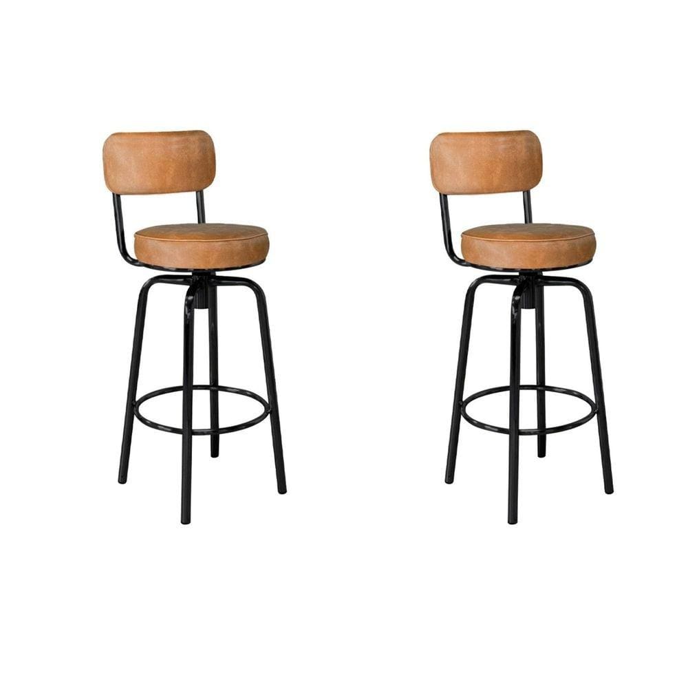 Conjunto 02 Banquetas Giratória em Aço Capadócia Yescasa Preto/ Caramelo