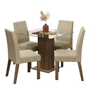 Conjunto Sala De Jantar Mesa Tampo De Vidro 4 Cadeiras Rustic/imperial Ivy Madesa Rustic/imperial