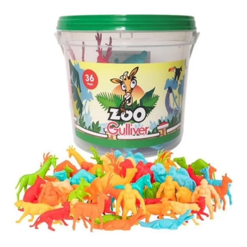 Balde Zoológico com 36 Figuras Diversas - Gullive
