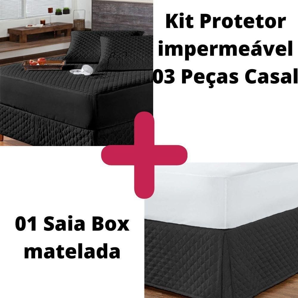Kit Protetor Colchão Casal + 2 Capa Travesseiro Impermeável