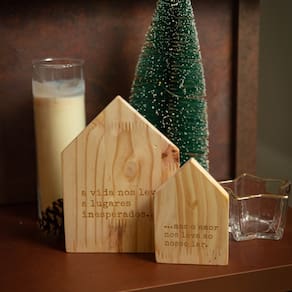 Conjunto de Casinhas Decorativas De Madeira - Natal Mágico