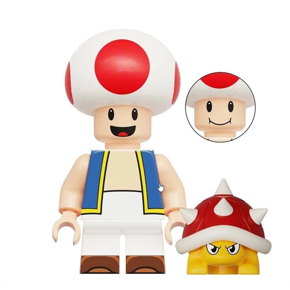 Boneco Toad Cogumelo E Spiny Super Mario Bros Bloco De Montar