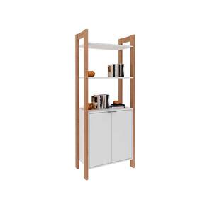 Closet de Quarto AZ1009 Armário Alto c/ 2 Prateleiras e 2 Portas Amêndoa/Branco - Tecno Mobili