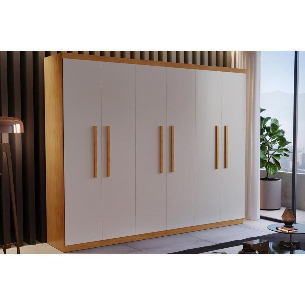 Guarda Roupa 6 Portas e 2 Gavetas Espanha Naturale/Off White - Rufato