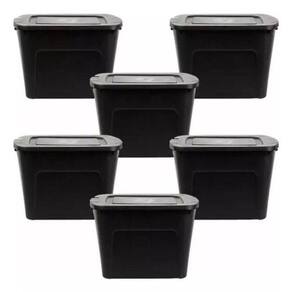 Kit 6 Caixas Organizadoras Ecobox 80L Preta