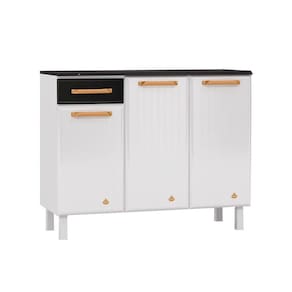 Gabinete de Cozinha Modulado Balcão Diamante Smart 3 Portas e 1 Gaveta c/ Tampo 105cm Branco/Preto - Telasul