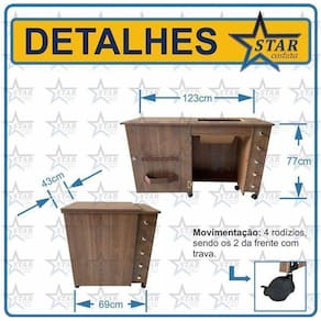 Móvel Gabinete Mesa Luxo Maquina De Costura Singer M1605