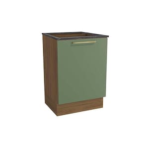 Balcão de Cozinha Botanic M629 1 Porta 60cm p/ Cooktop - Kappesberg Nogueira/Oliva/Cinzel - Kappesberg