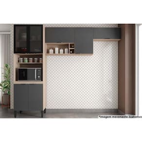Kit de Cozinha Completa 3 Peças Firenze (2 Aéreos+1Paneleiro) CP07 Avena/Grafito - Demóbile