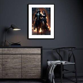 Quadro Decorativo Pombagira E Exu Caveira - 60X48Cm