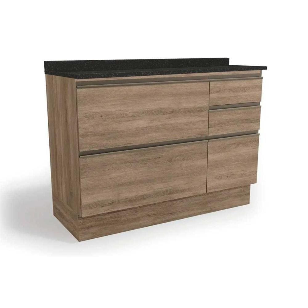 Gabinete de Cozinha Modulado Balcão Maxxi G746 4 Gavetas e 1 Porta c/Tampo 120cm Nogal/Preto Brilho - Kappesberg