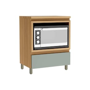 Gabinete de Cozinha Modulado Balcão Rainha p/ Forno 1 Porta c/Tampo 70 cm Nature/Verde - Nesher
