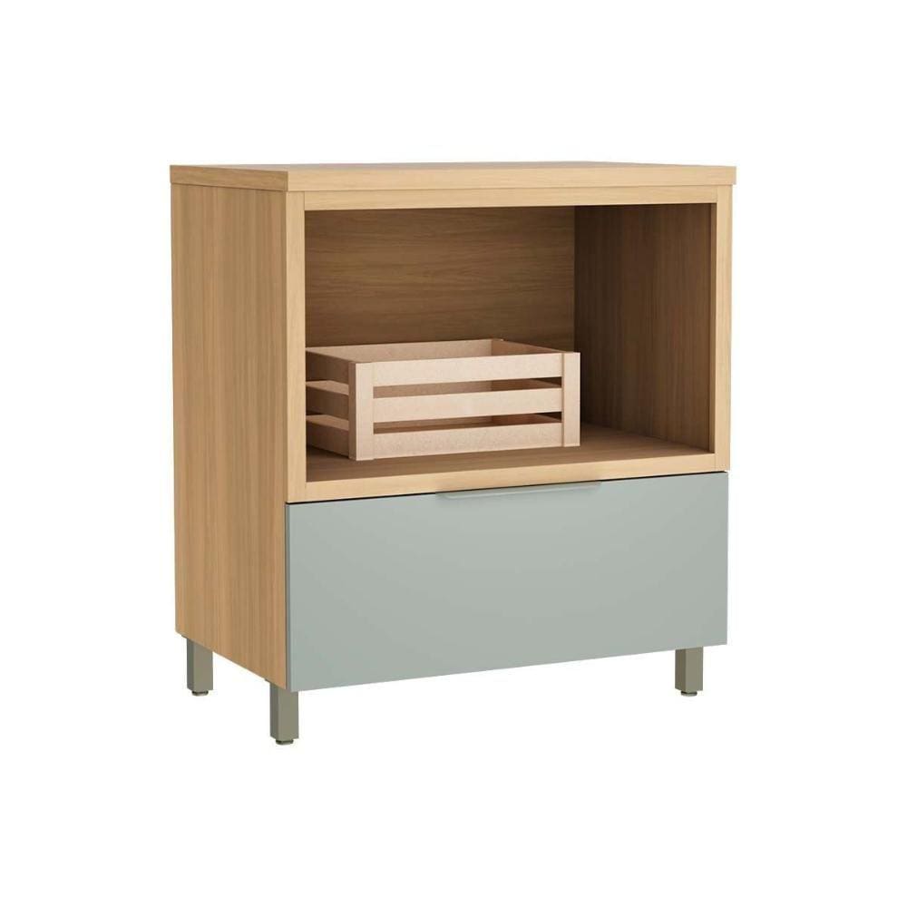 Balcão de Cozinha Marquesa Forno 1 Gaveta c/ Tampo 80cm Nature/Verde - Nesher