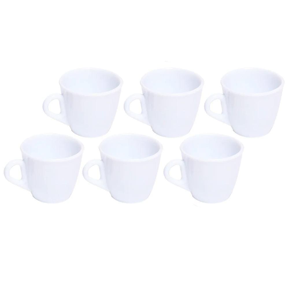 Kit 6 Xicaras Em Acrílico Cristal Café - Chá Decor - Branca