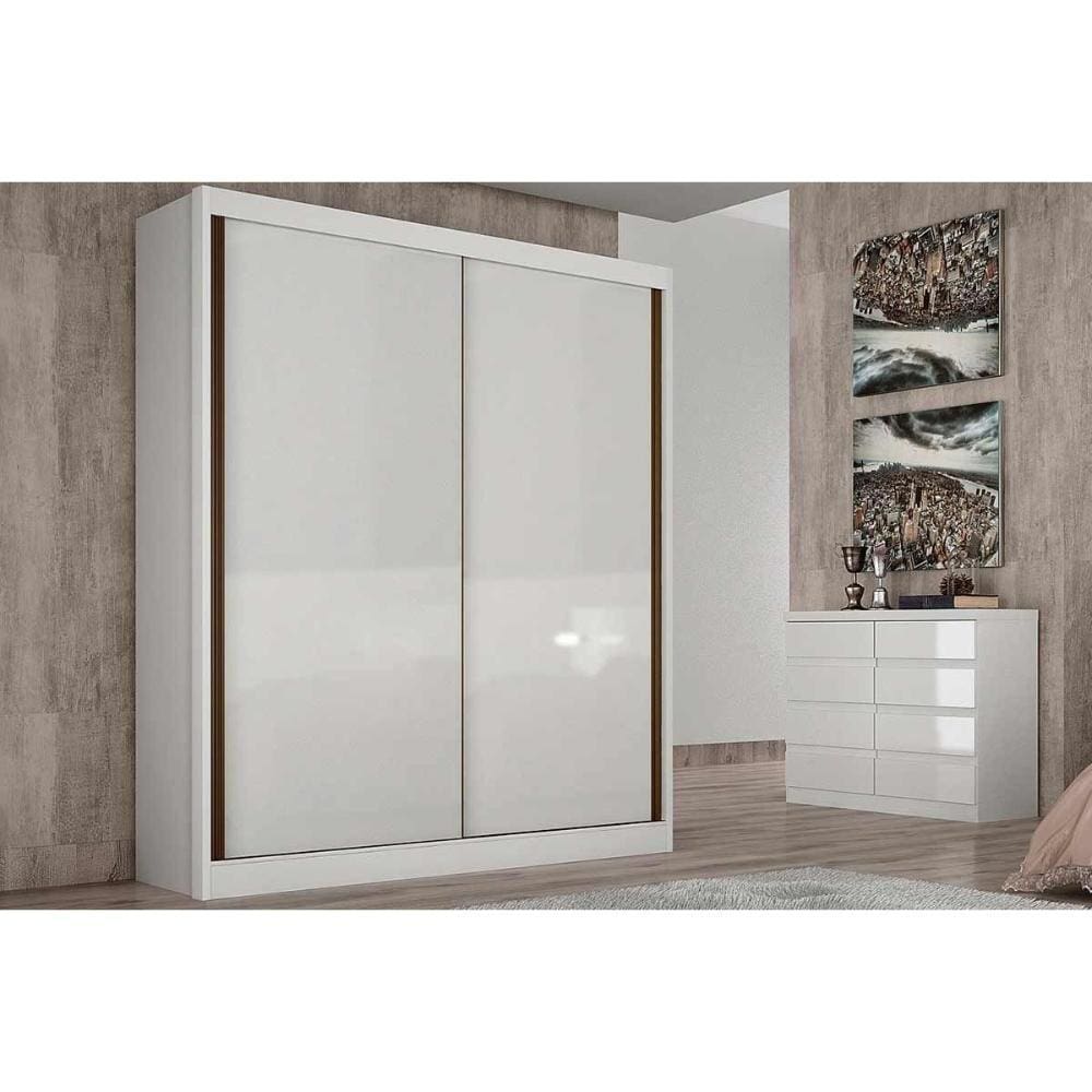 Guarda Roupa Solteiro 2 Portas de Correr e 3 Gavetas Virtus Plus Branco - Novo Horizonte