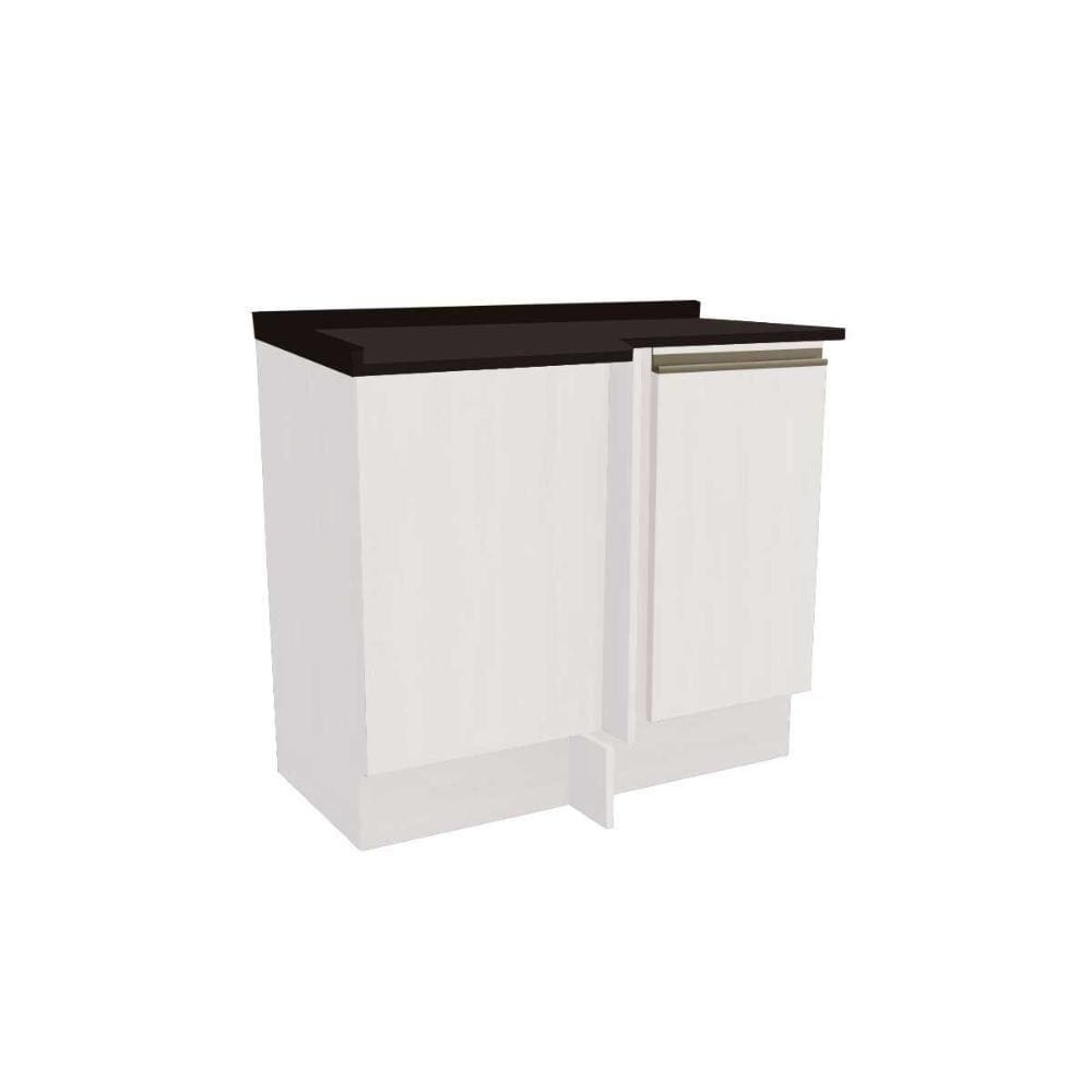 Balcão de Cozinha Modulado Maxxi G748 Canto Reto 1 Porta c/Tampo 80cm Branco/Preto - Kappesberg
