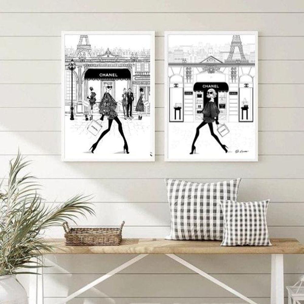 Kit 2 Quadros Decorativos Fashion- Mulheres Moda 24X18Cm