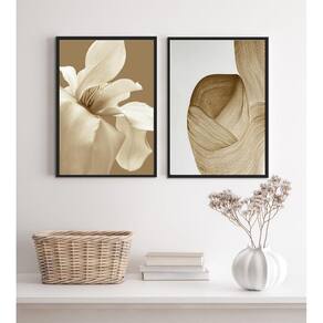 Kit 2 Quadros Elegantes Sala Quarto Bege E Marrom 45X34Cm
