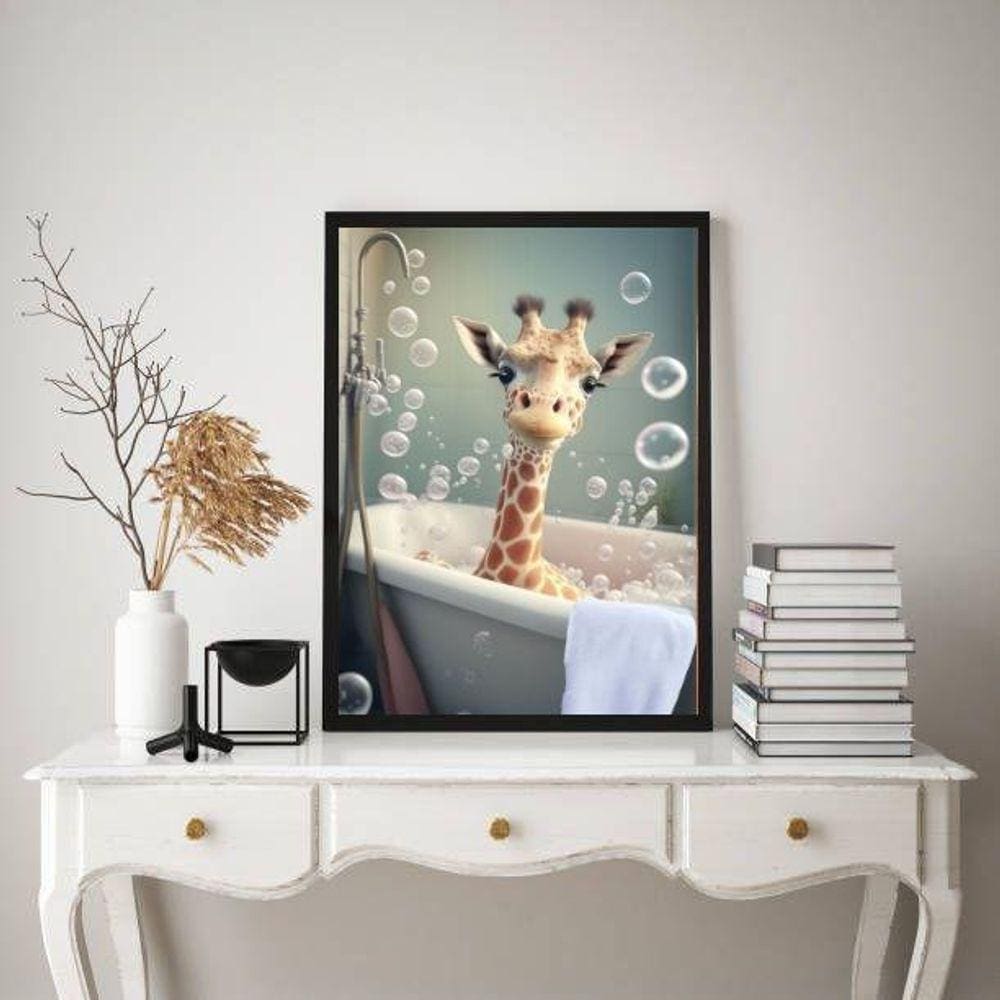 Quadro Decorativo Para Banheiro- Girafinha 45X34Cm