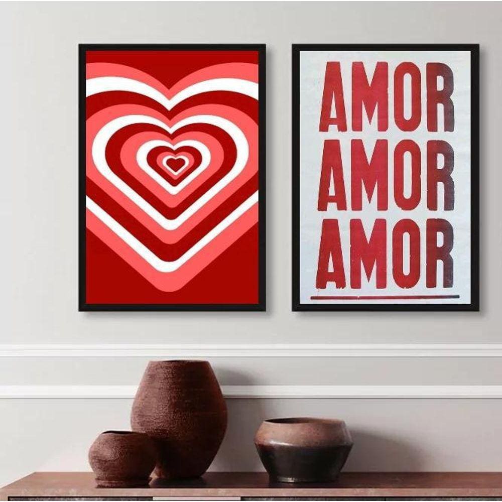 Kit 2 Quadros Decorativos Amor Amor Amor 24X18Cm