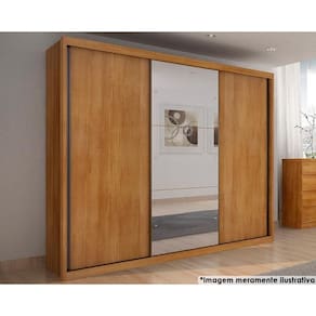 Guarda Roupa Casal 3 Portas de Correr e 6 Gavetas c/ Espelho Paradizzo Gold Freijo Cumaru - Novo Horizonte