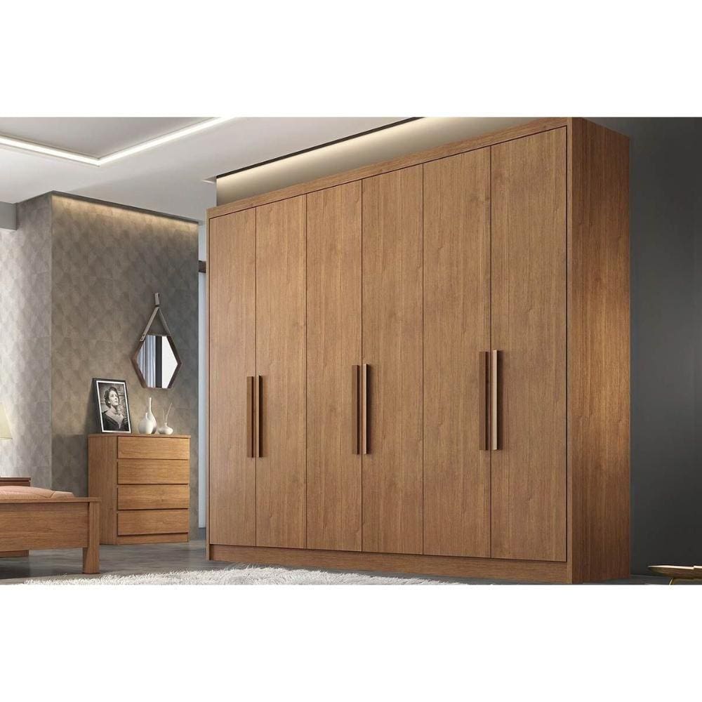 Guarda Roupa Casal 6 Portas e 8 Gavetas Rizon Plus Freijo Cumaru - Novo Horizonte