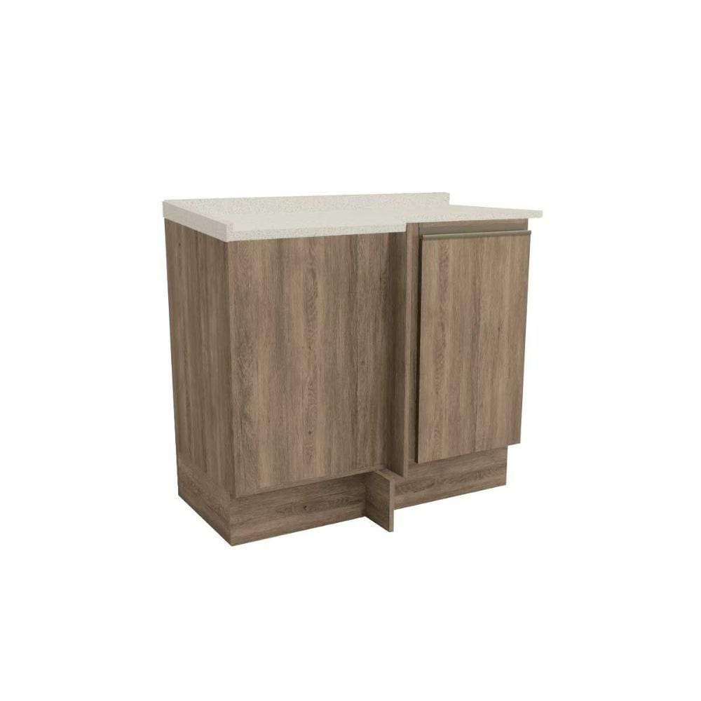 Balcão de Cozinha Modulado Maxxi G748 Canto Reto 1 Porta c/Tampo 80cm Nogal/Orion - Kappesberg