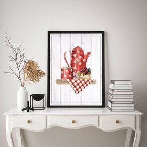 Quadro Decorativo Cozinha Vintage Vermelho 45X34Cm
