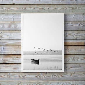 Quadro Decorativo Minimalista Fotografia Lago 45X34Cm Vidro