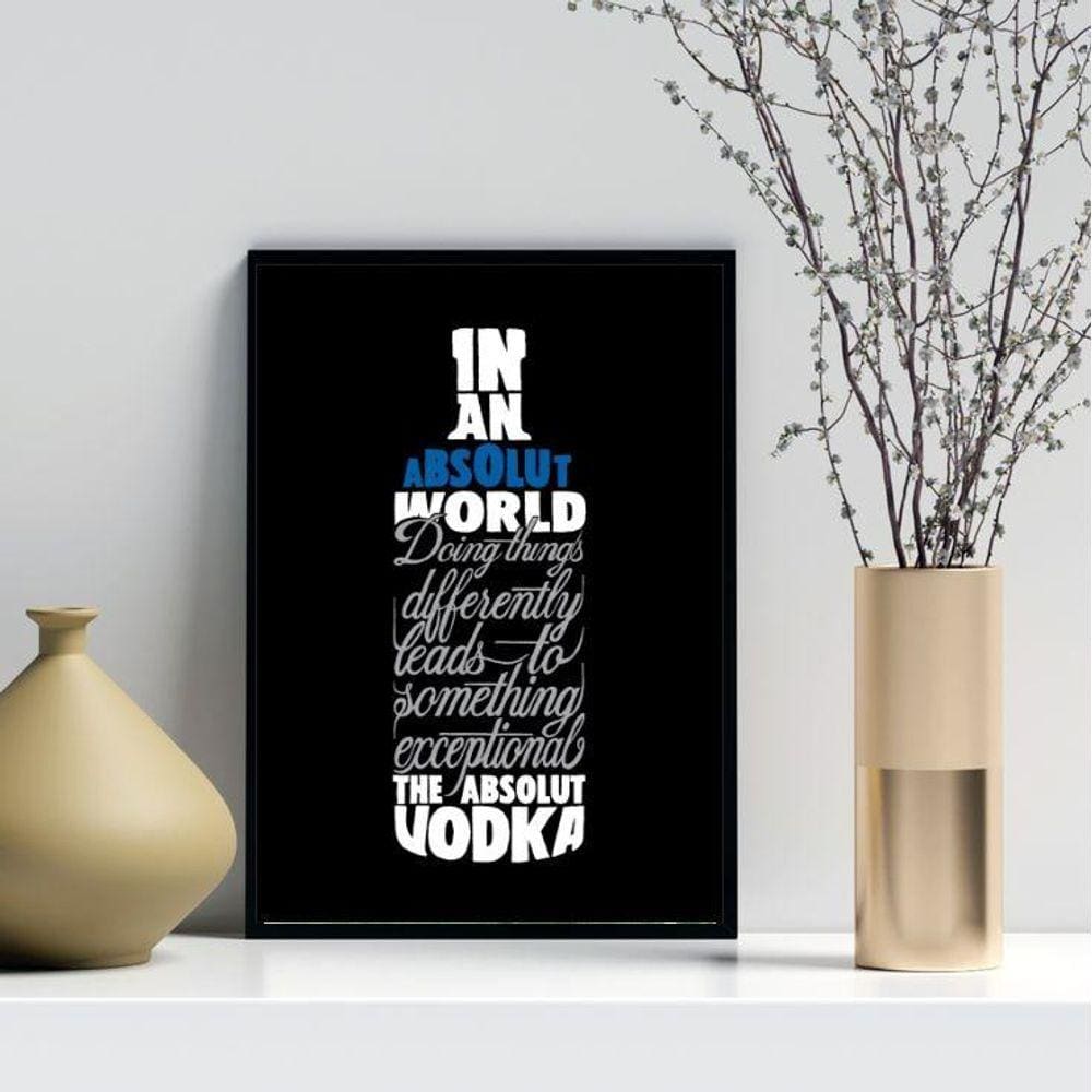 Quadro Decorativo Garrafa De Vodka 33X24Cm