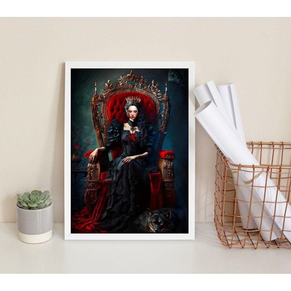Quadro Pomba Gira Rosa Vermelha 45X34Cm - Com Vidro