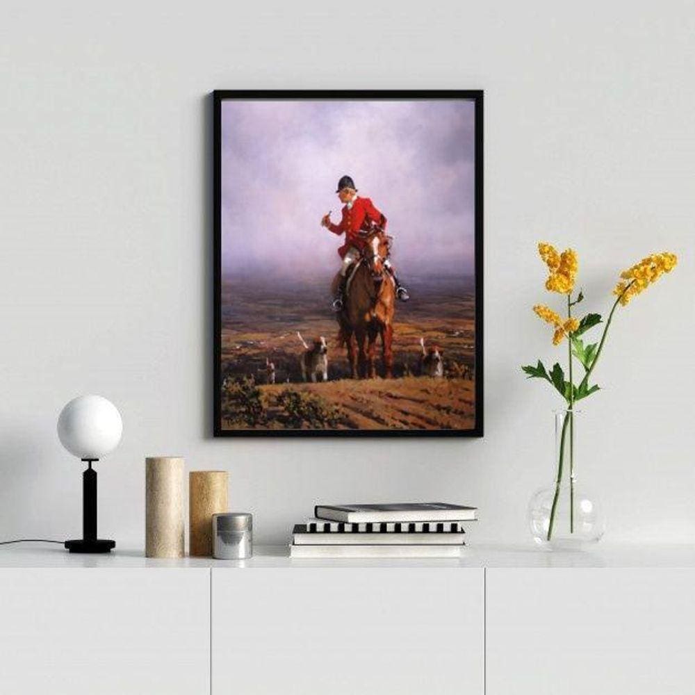 Quadro Decorativo Vintage Caçada Inglesa 24X18Cm