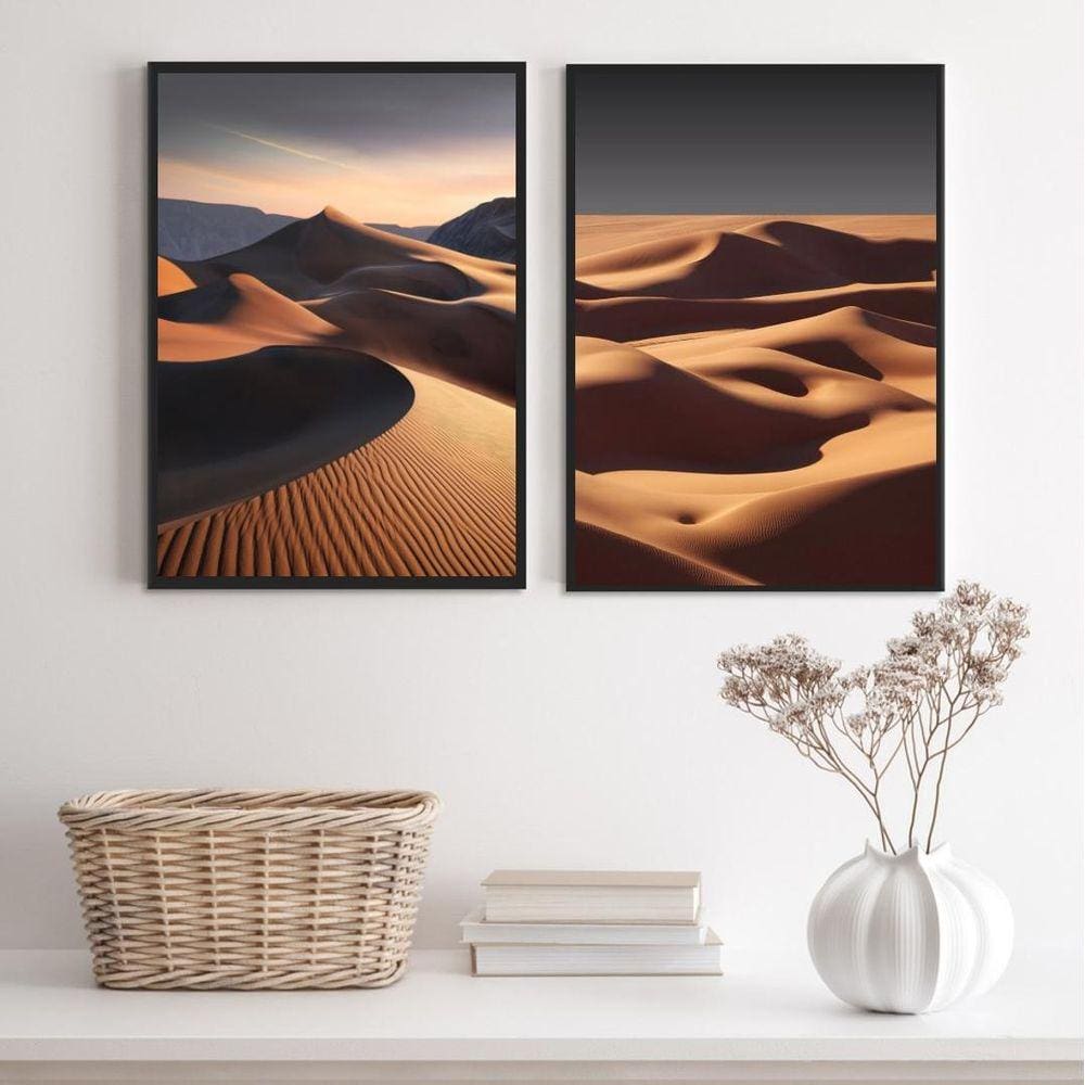 Kit 2 Quadros Decorativos Dunas- Paisagem 24X18Cm