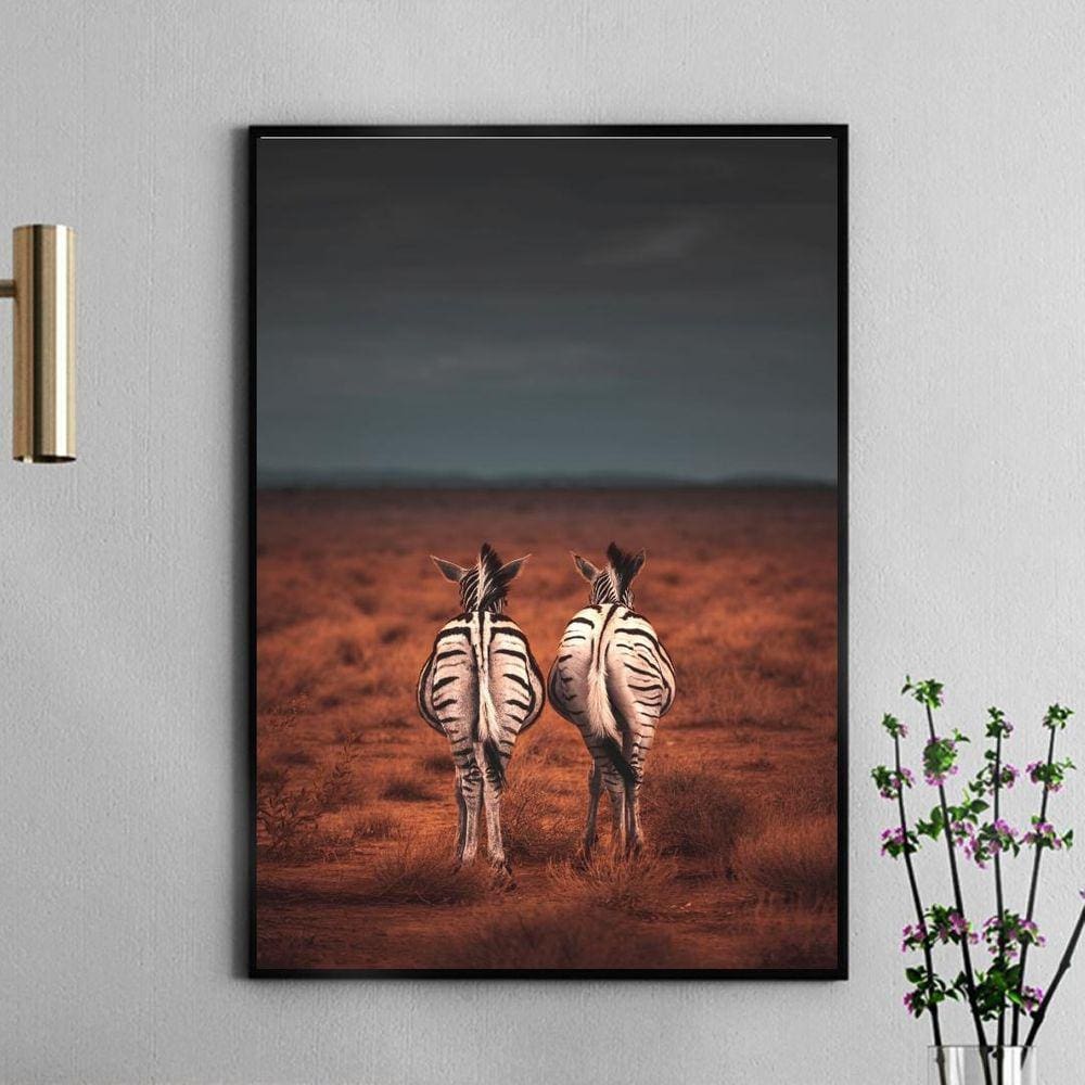 Quadro Decorativo Fotografia Casal Zebras 33X24Cm