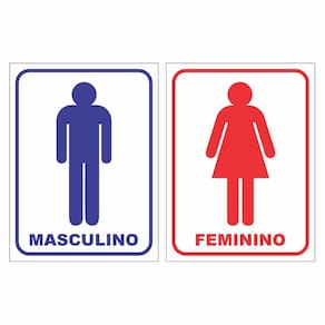 02 Placa Sinalização Banheiro Feminino E Masculino 25X15
