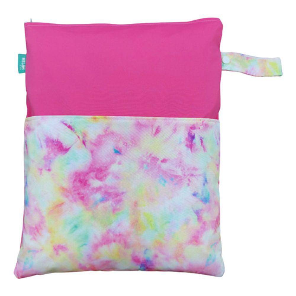 Saco Impermeável Grande Organizador Fralda Roupa Suja Limpa - Tie Dye Rosa - Tactel
