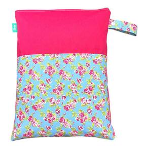Saco Impermeável Grande Organizador Fralda Roupa Suja Limpa - Flor Pink