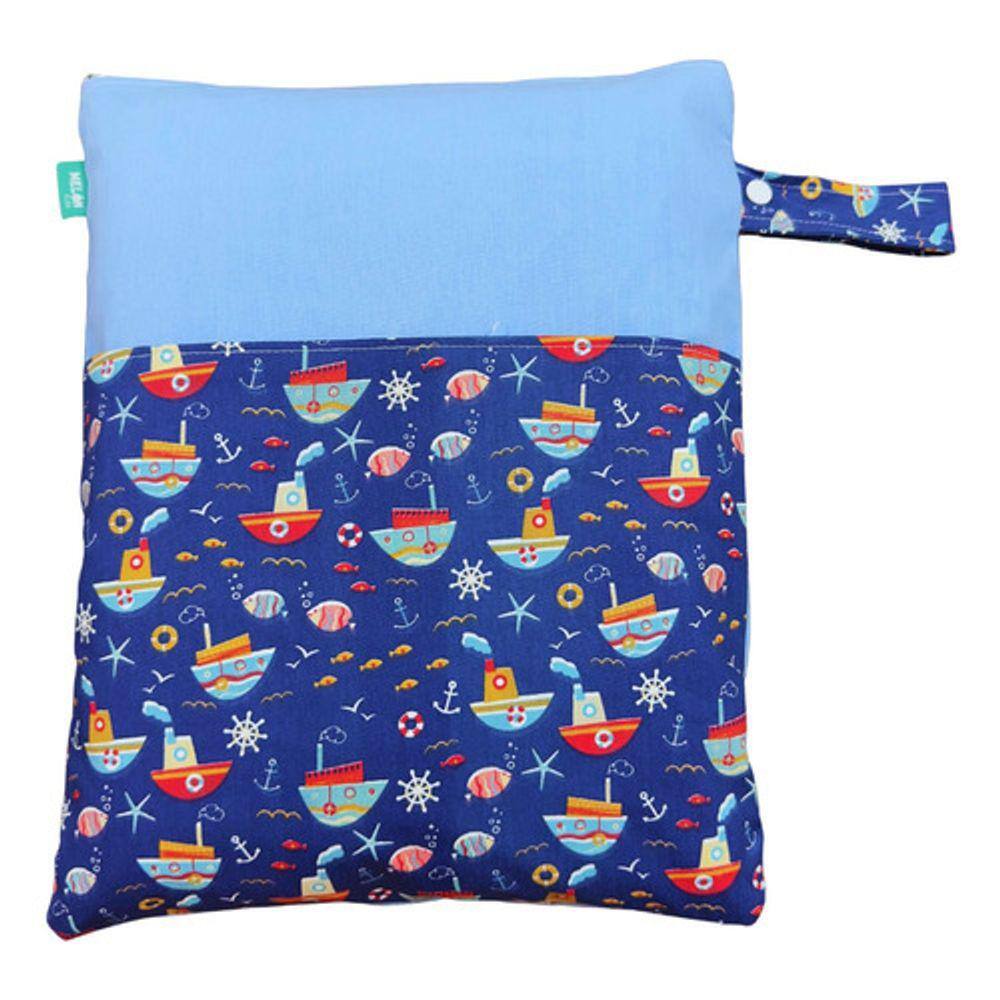 Saco Impermeável Grande Organizador Fralda Roupa Suja Limpa - Barco Fundo do Mar